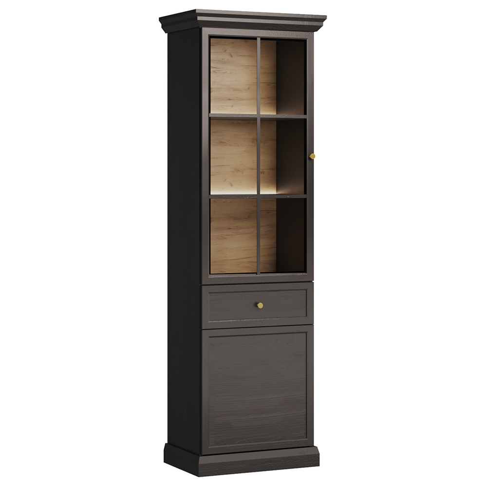 LUCCA c | vitrína W2D1S | 63,3 cm | černá | univerzální provedení dvířek