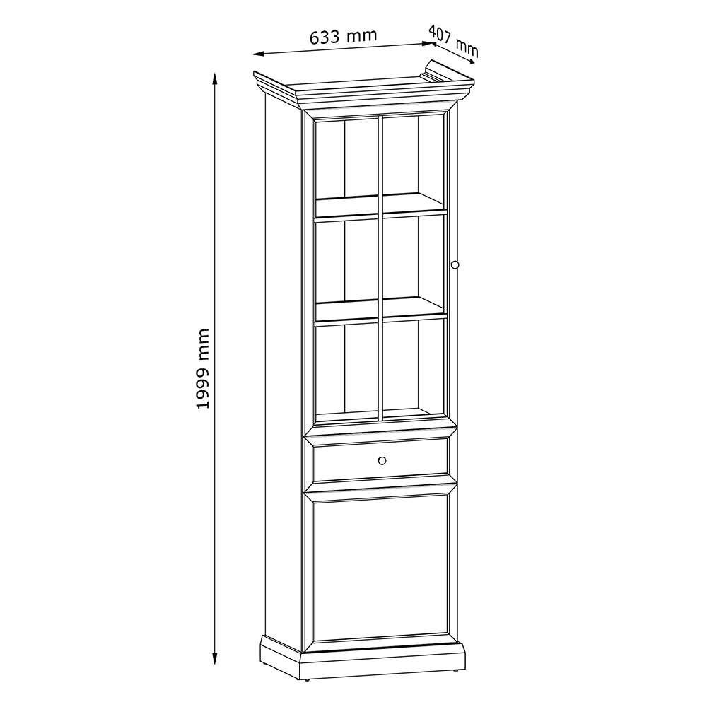 LUCCA c | vitrína W2D1S | 63,3 cm | černá | univerzální provedení dvířek