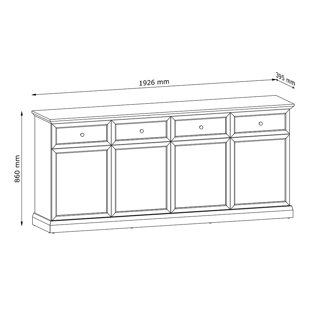 LUCCA b | komoda K4D4S | 192,6 cm | bílá