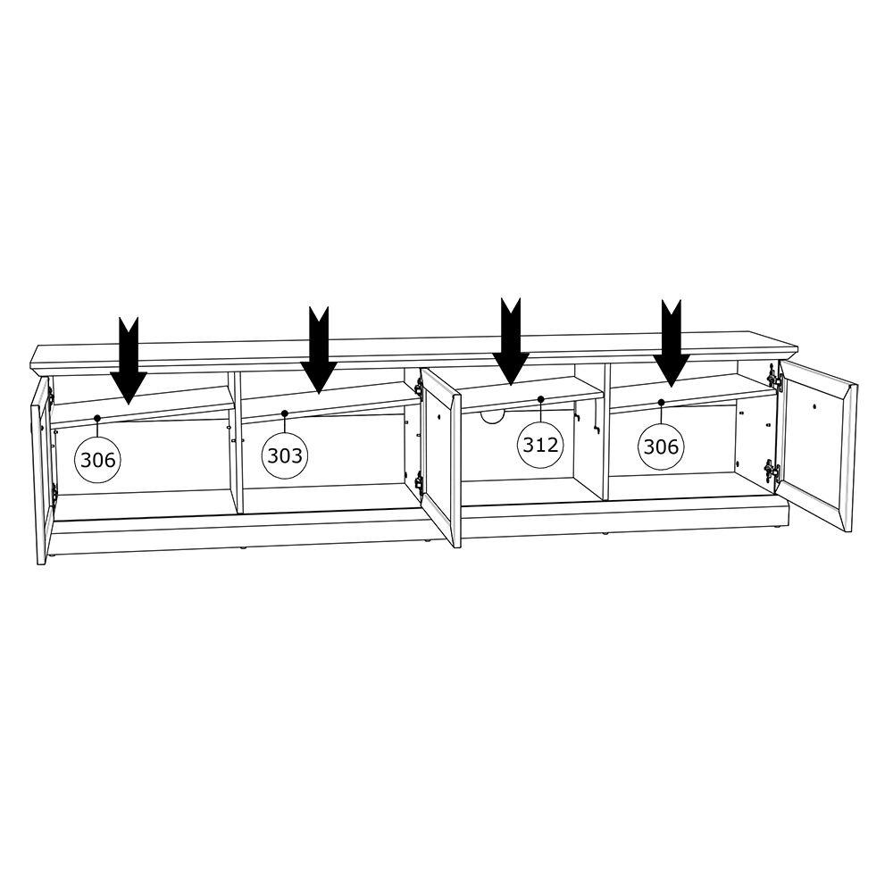 Obývací stěna LUCCA c | 3 díly | černá
