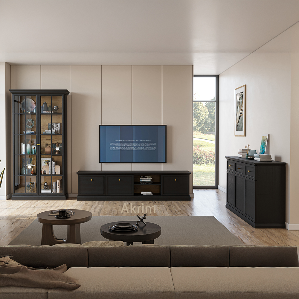 Obývací stěna LUCCA c | 3 díly | černá