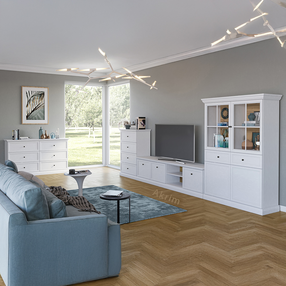 Obývací stěna LUCCA b | 4 díly | sestava A | 396 cm + 146 cm | bílá