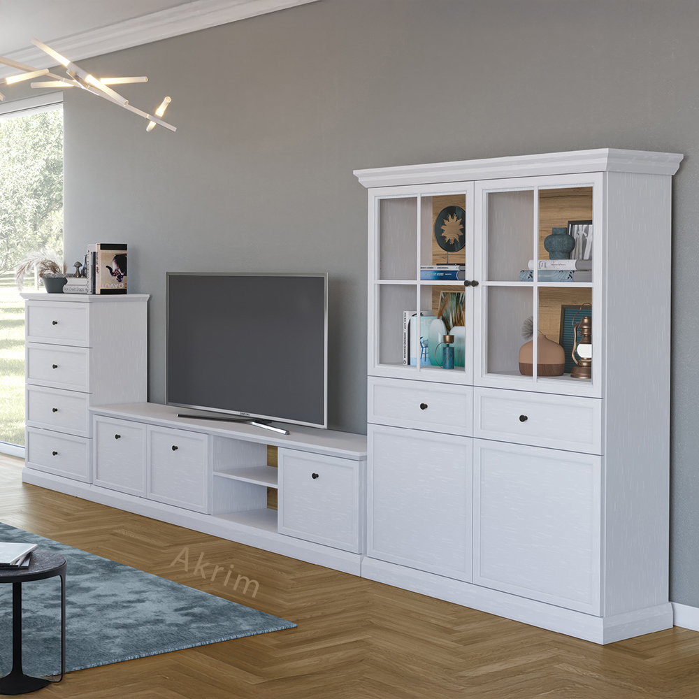 Obývací stěna LUCCA b | 3 díly | sestava B | 396 cm |  bílá