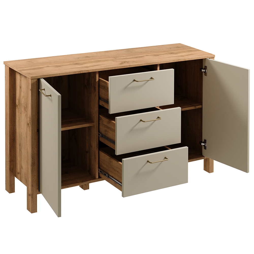 INDYGO b | komoda K2D3S | 138 cm | dub wotan/béžová