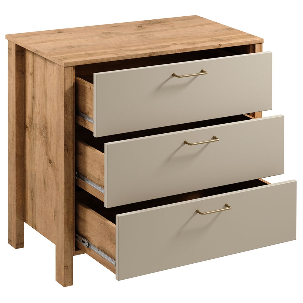 INDYGO b | komoda K3S | 90 cm | dub wotan/béžová