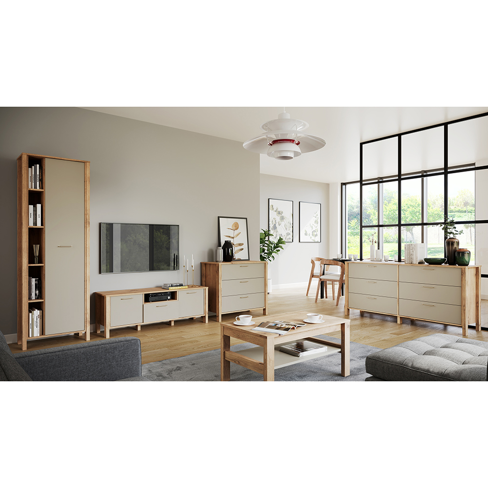 INDYGO b | komoda K5S | 90 cm | dub wotan/béžová