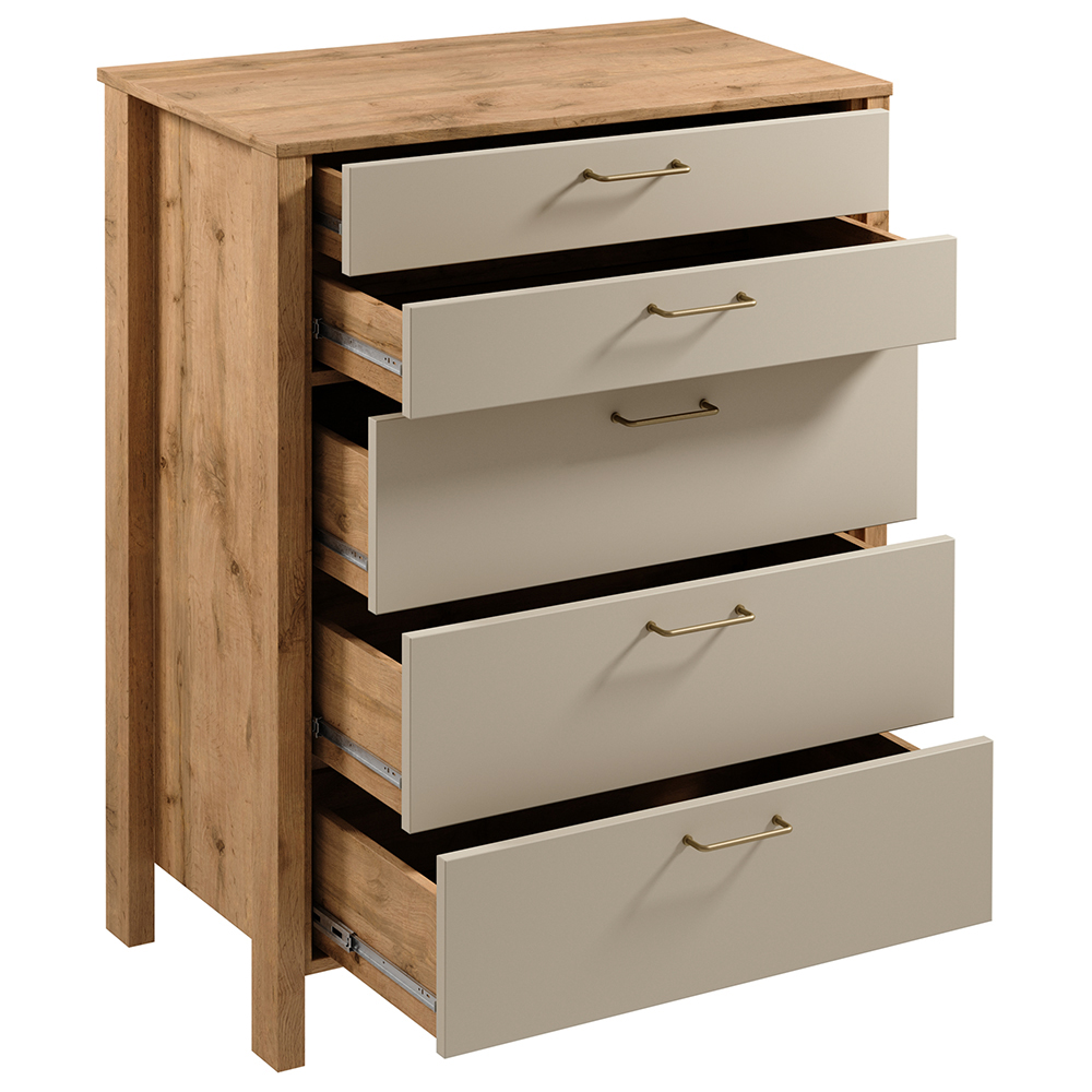 INDYGO b | komoda K5S | 90 cm | dub wotan/béžová