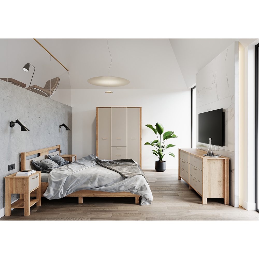 INDYGO b | TV stolek RTV1S | 138 cm | dub wotan/béžová