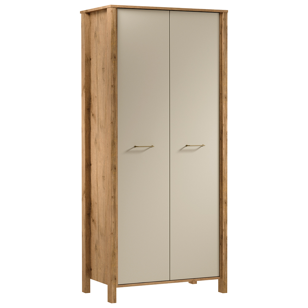 INDYGO b | šatní skříň S2D | 90 cm | dub wotan/béžová