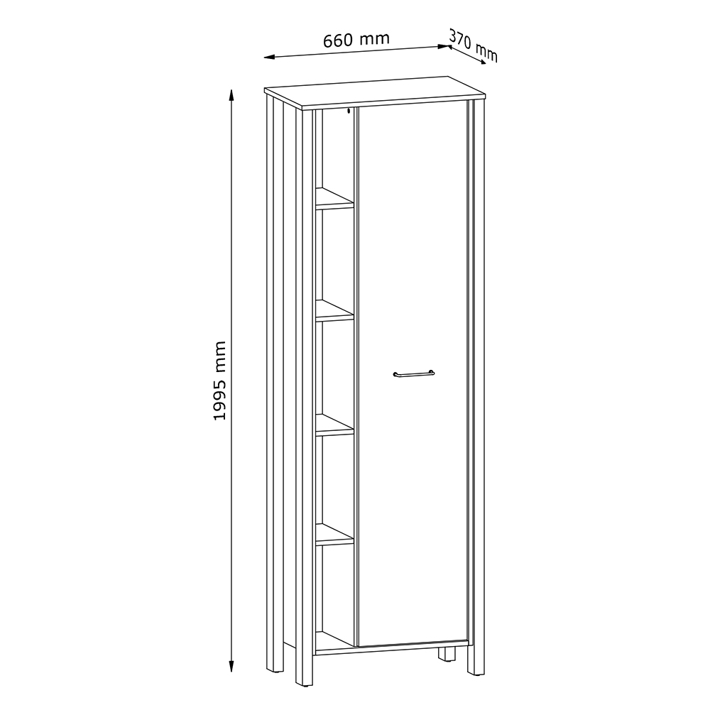 INDYGO b | regál R1D | 66 cm | dub wotan/béžová | univerzální provedení dveří