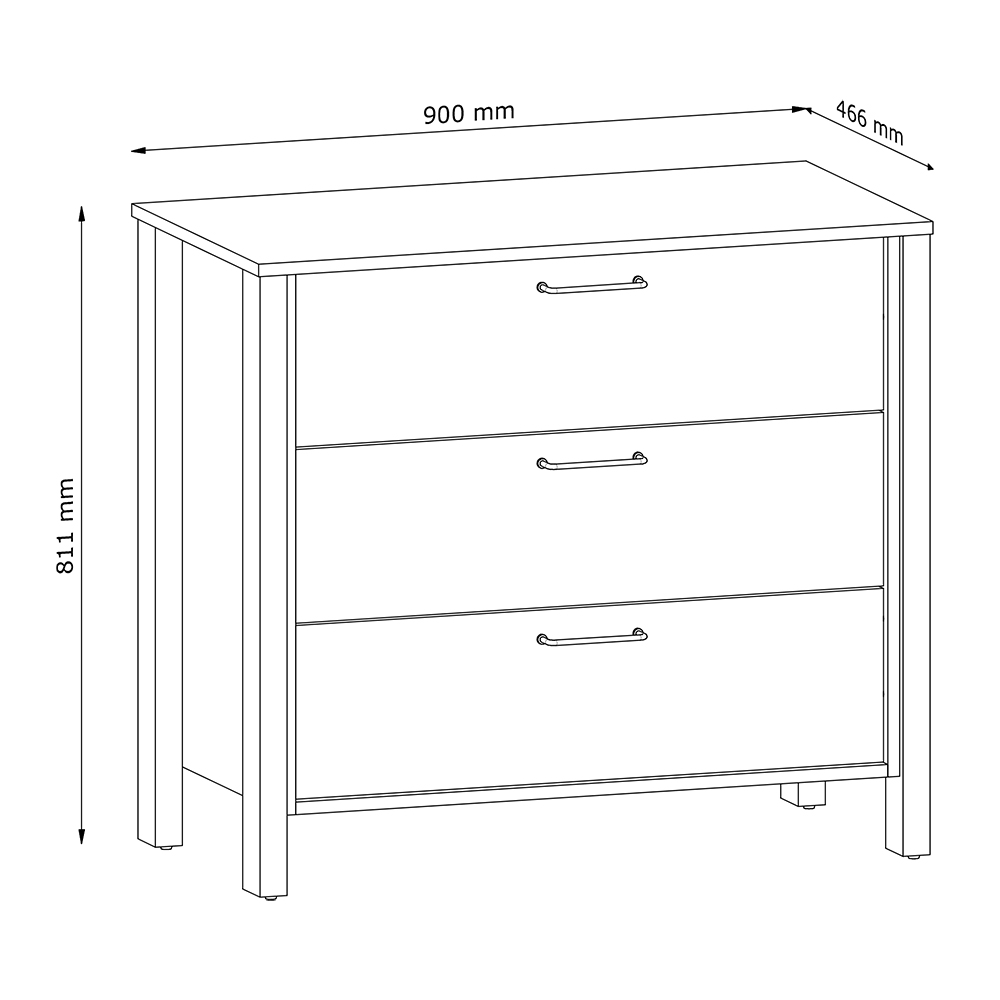 INDYGO z | komoda K3S | 90 cm | dub wotan/zelená