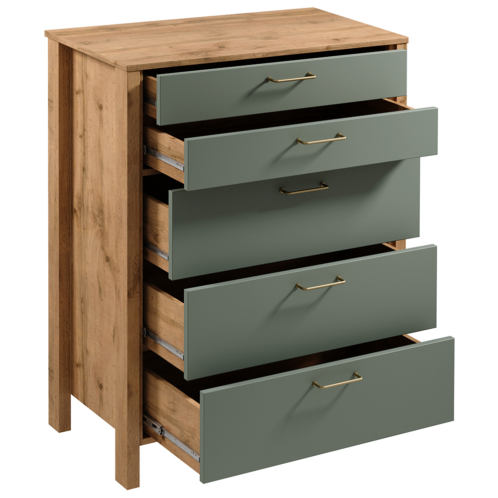 INDYGO z | komoda K5S | 90 cm | dub wotan/zelená