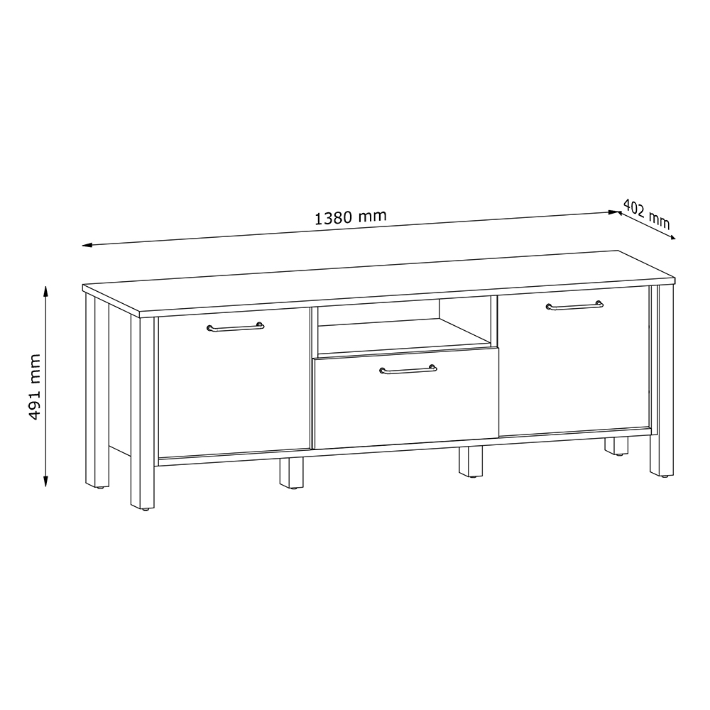 INDYGO z | TV stolek RTV1S | 138 cm | dub wotan/zelená