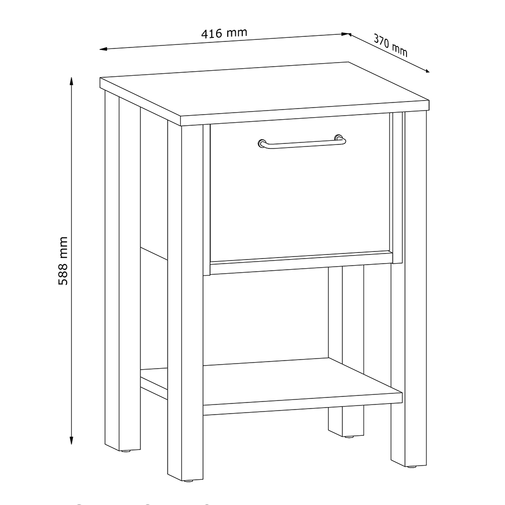 INDYGO z | noční stolek SN | 41,6 cm | dub wotan/zelená