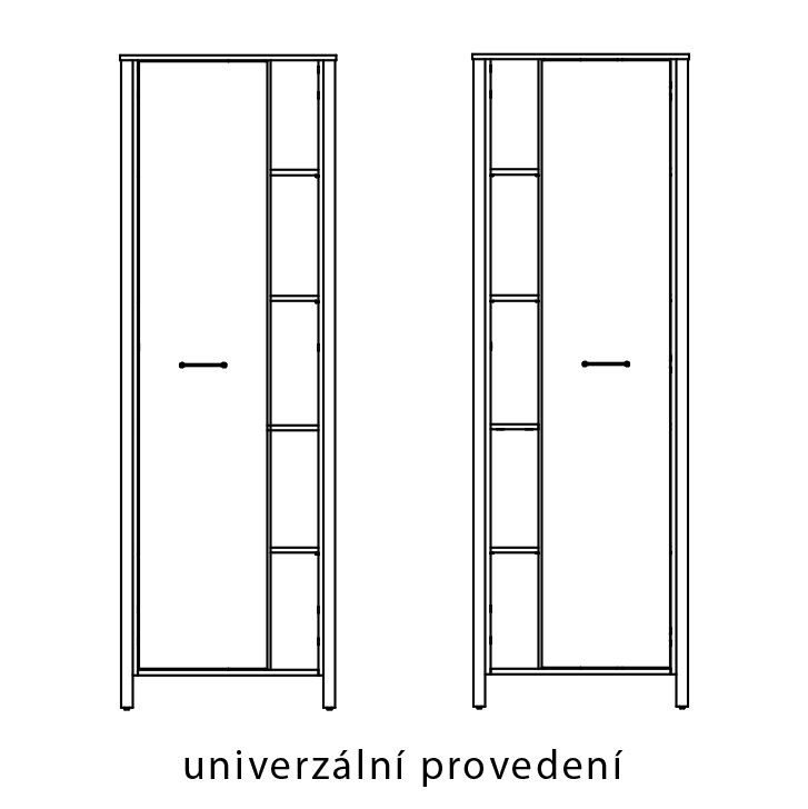 INDYGO z | regál R1D | 66 cm | dub wotan/zelená | univerzální provedení dveří