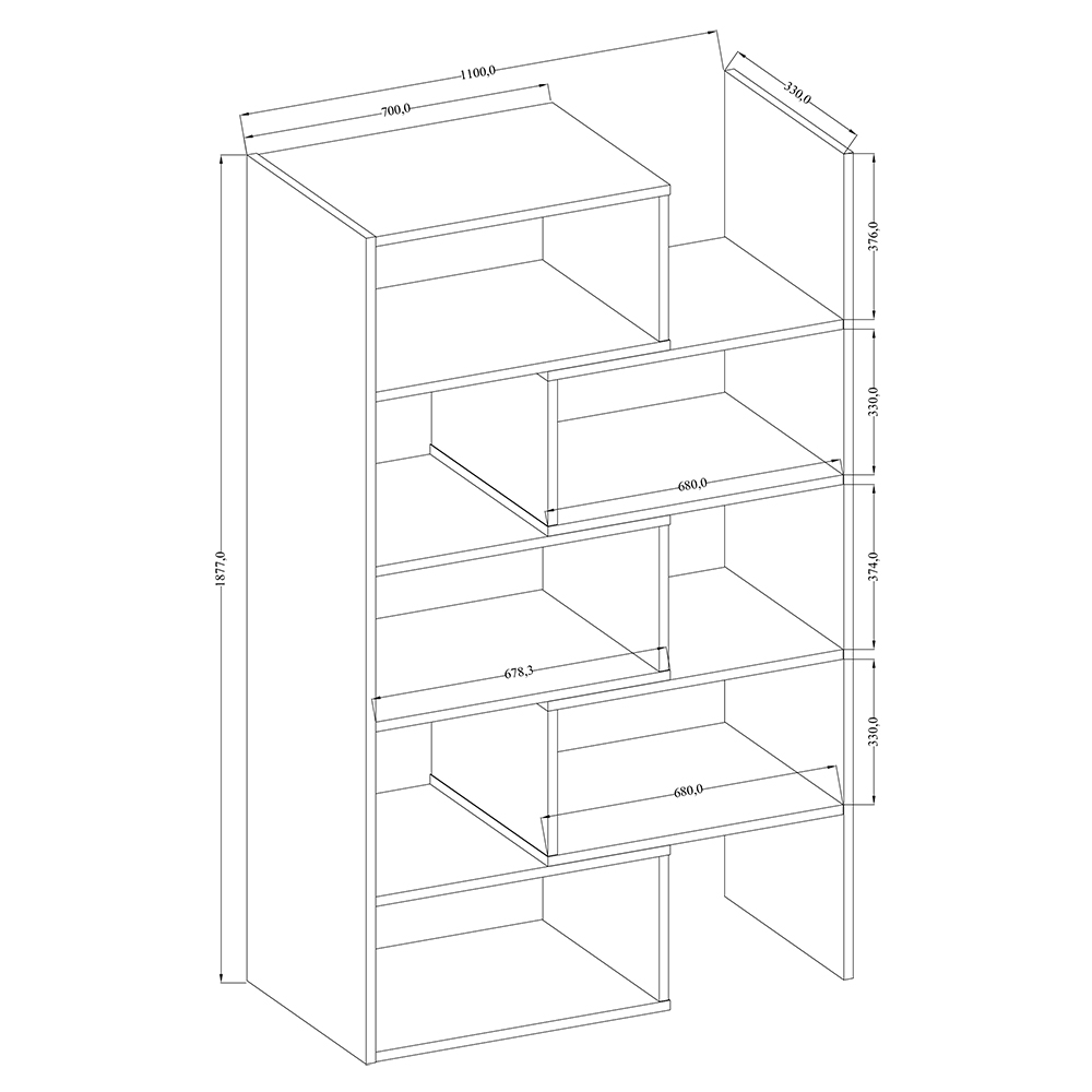 Regál KAROL 02 | nastavitelná šířka 72,5-125 cm x 188 cm | dub sonoma | lamino o síle 22 mm