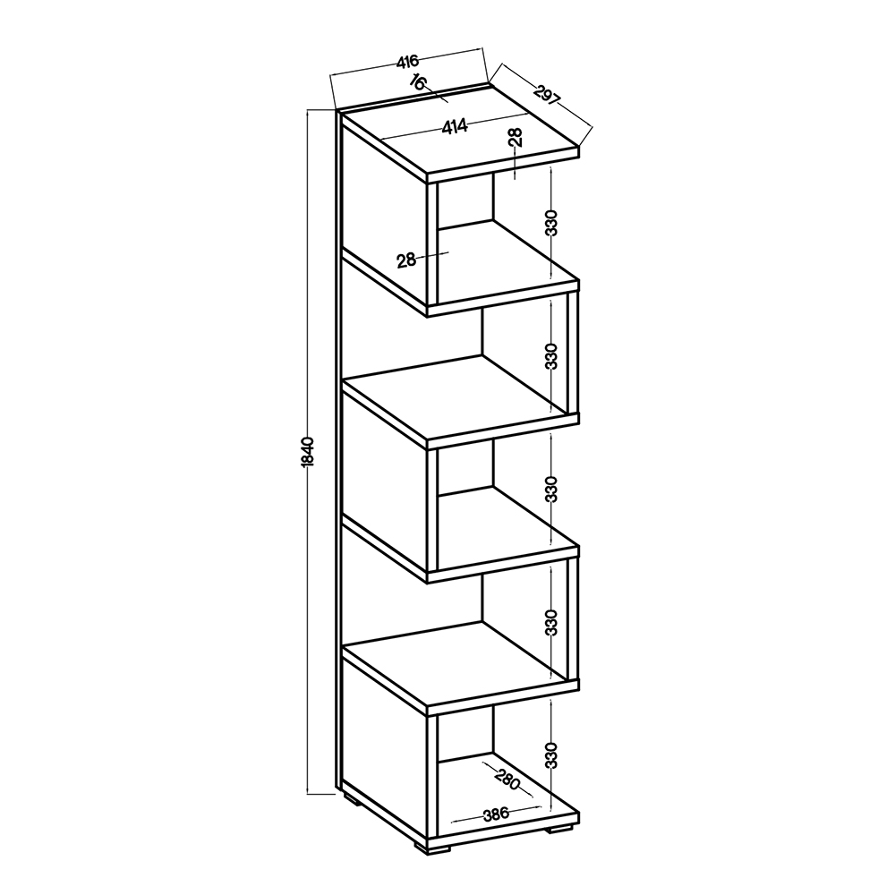 Regál MORE 01 | 41,6 x 184 cm | artisan | lamino o síle 28 mm, záda 16 mm