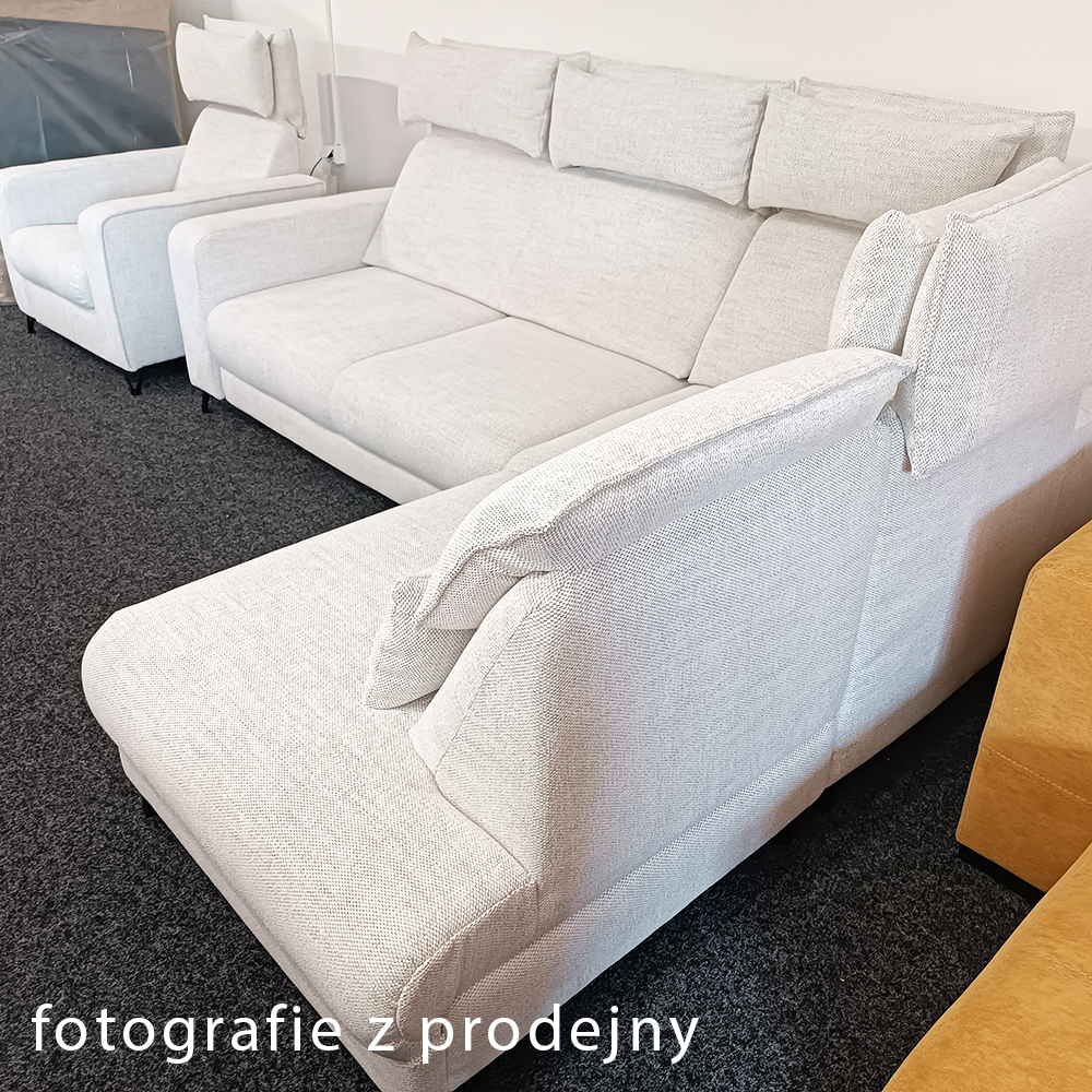 Sedací souprava POPUS + křeslo s elektrickým polohováním + baterie | 263x199 | krémová | VÝPRODEJ Z PRODEJNY