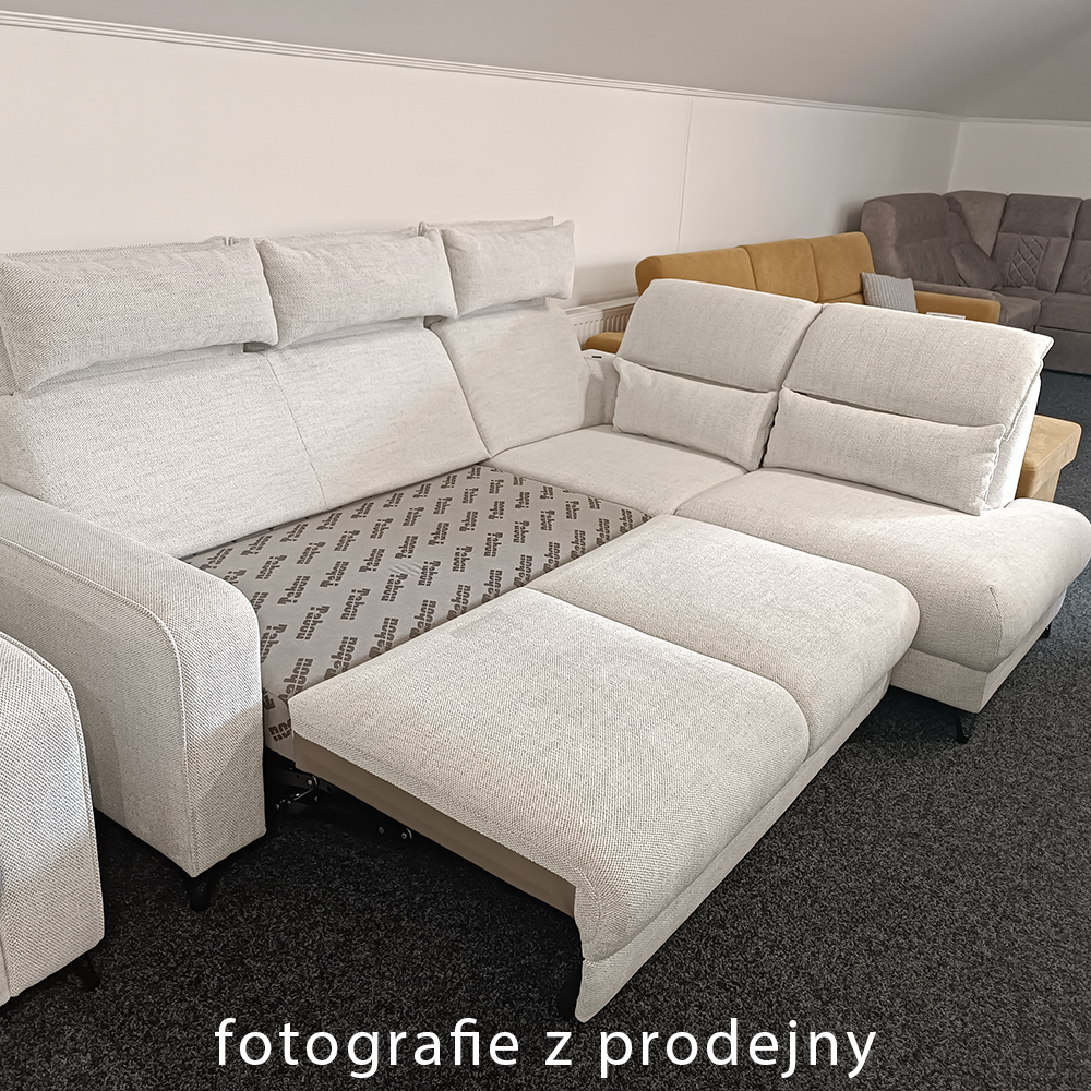 Sedací souprava POPUS + křeslo s elektrickým polohováním + baterie | 263x199 | krémová | VÝPRODEJ Z PRODEJNY