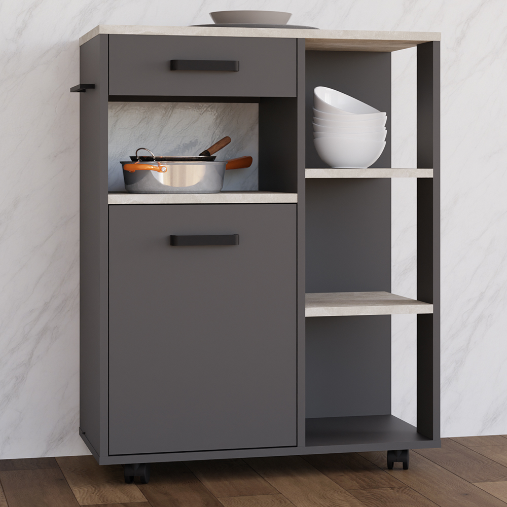 Kredenc příborník LANDA | 269 cm | sestava 3 díly | antracit/beton