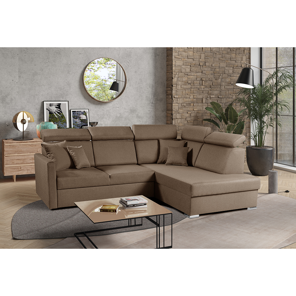 Sedací souprava SLIM XL | 238x180 | PRAVÁ | rozkládací + úlož. prostor | 05 hnědá WATER BLOCKED