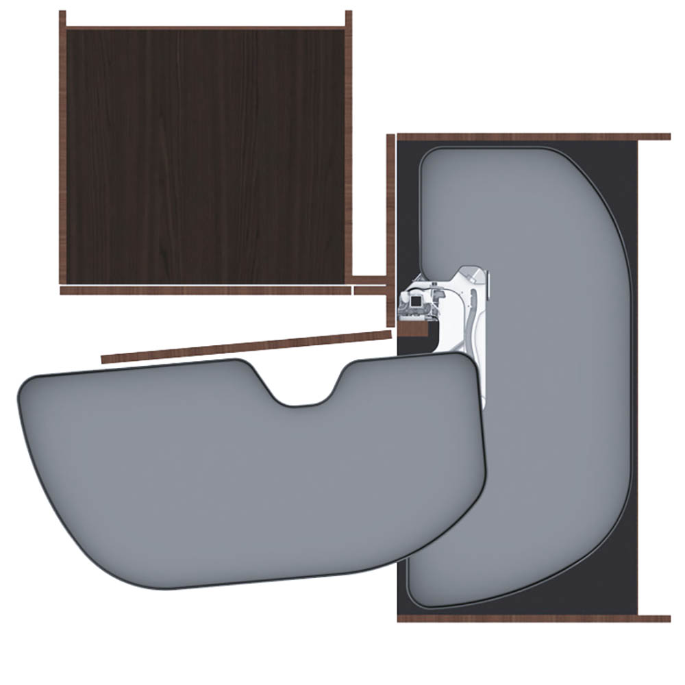 Výsuvná police TRIGON LEDVINKA do rohové skříňky D100N | 600 mm | LEVÁ | antracit