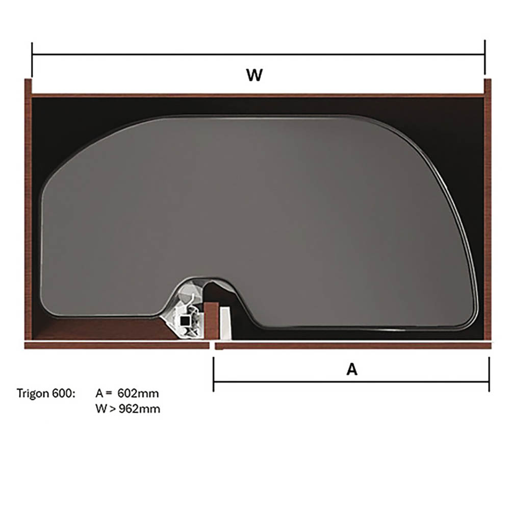 Výsuvná police TRIGON LEDVINKA do rohové skříňky D100N | 600 mm | LEVÁ | antracit