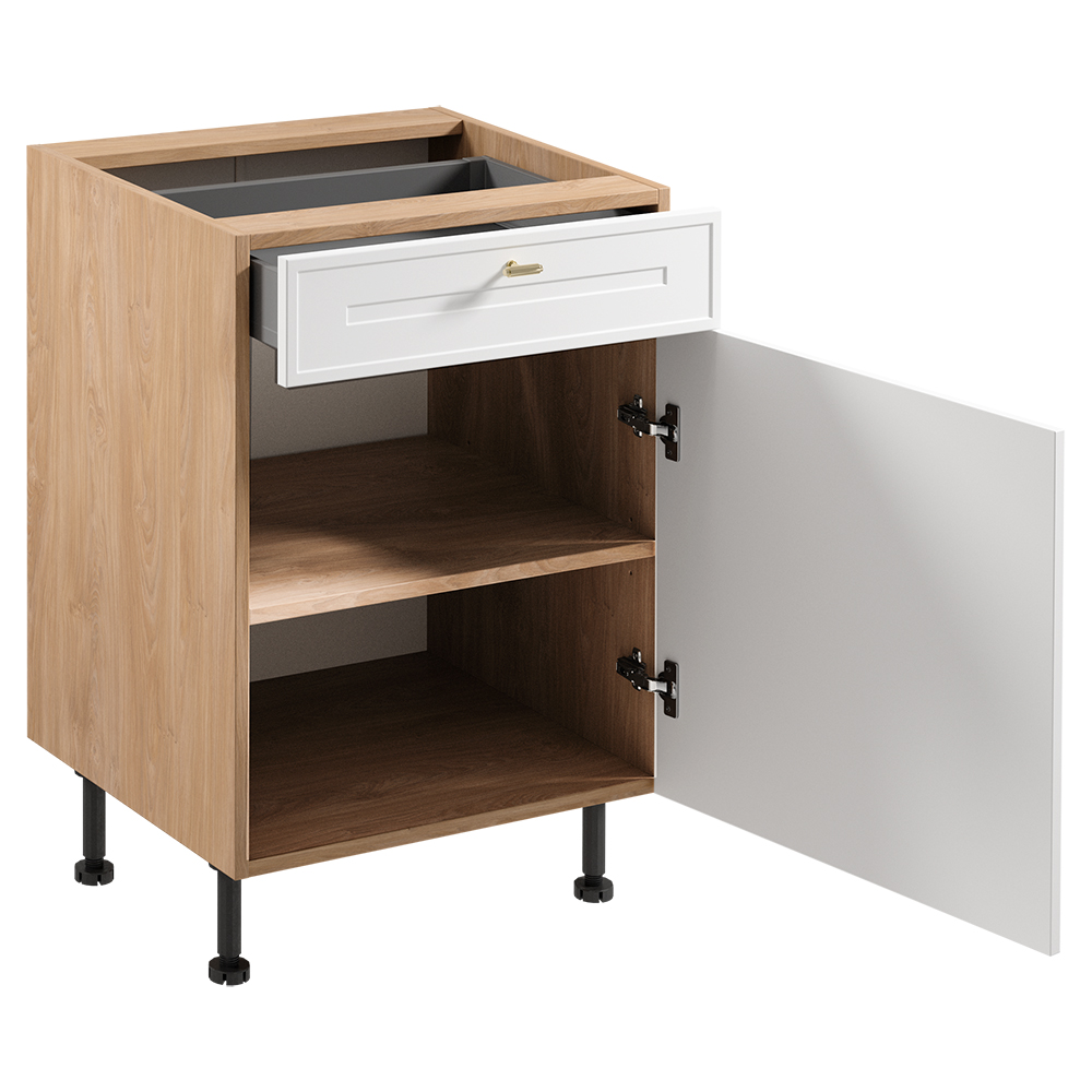 SORENTO pb | dolní skříňka D60S1 se zásuvkou a příborníkem | 60 cm | UNI provedení | puccini/bílá