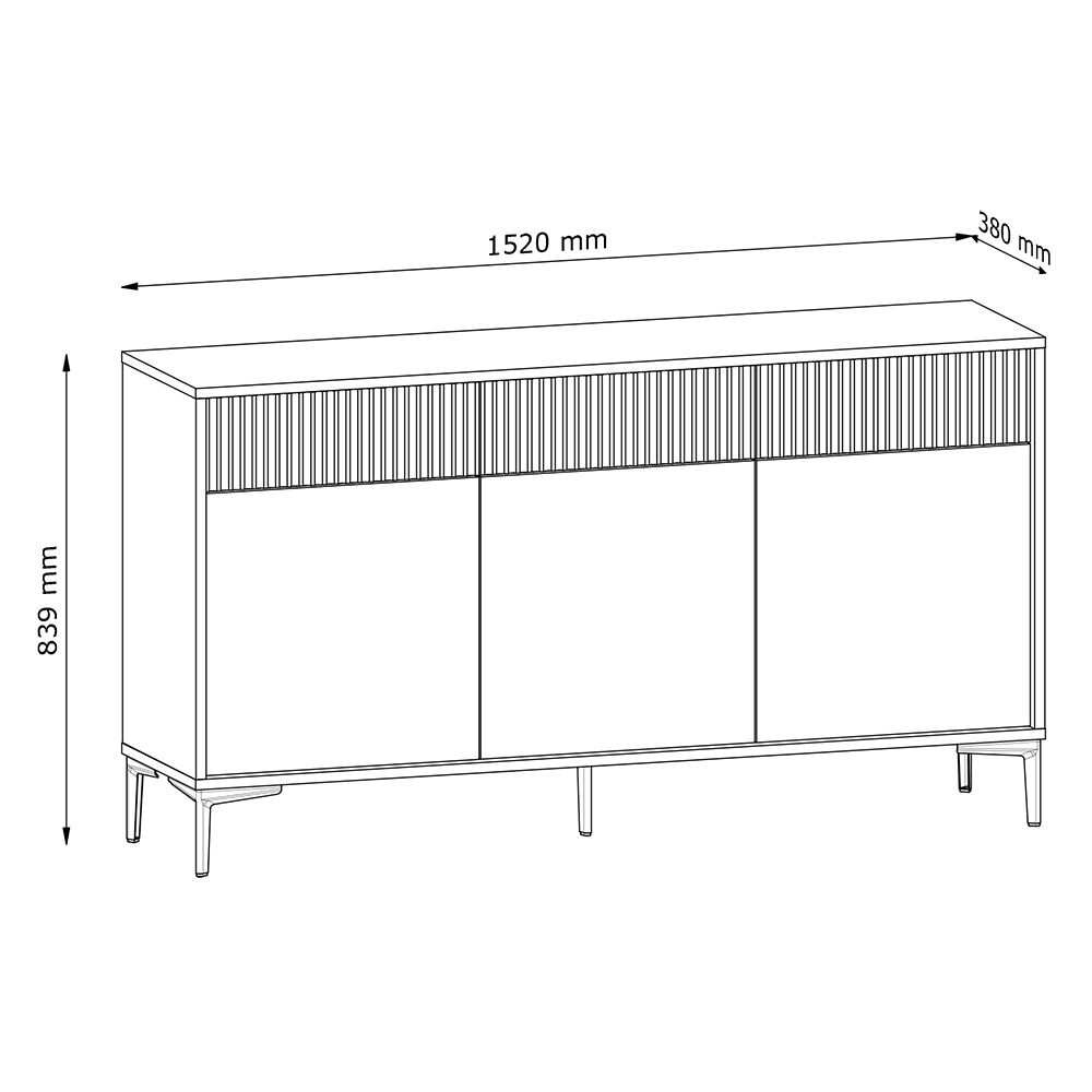 UNO | komoda K3D3S | 152 cm | béžová | lamino o síle 18 mm