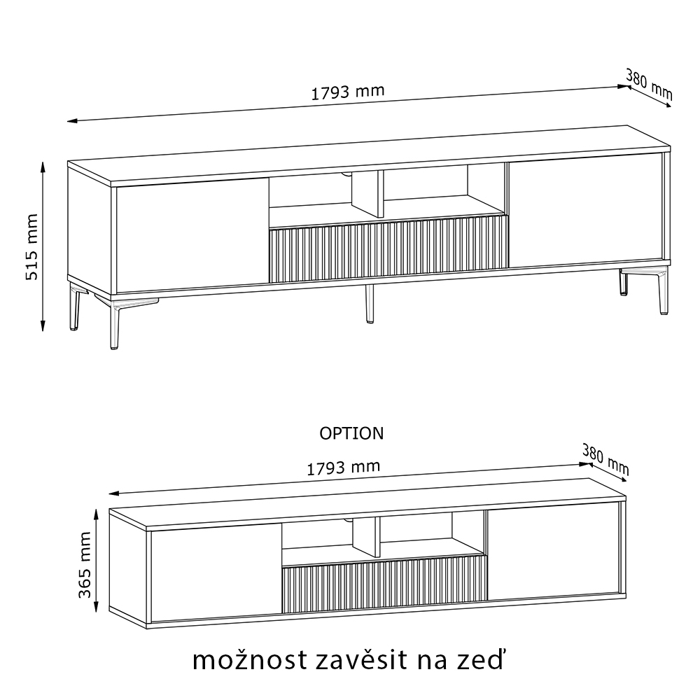 UNO | TV stolek RTV | 179,5 cm | béžová | lamino o síle 18 mm