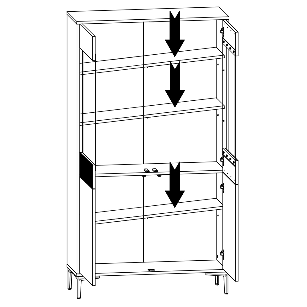Obývací stěna UNO | 3 díly B | push-to-open | béžová | lamino o síle 18 mm