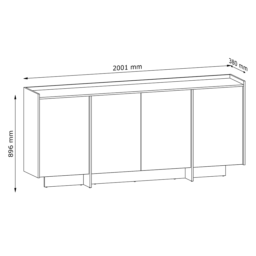 Komoda JAPANDI K4D | 200 cm | dub cremona | otevírání PUSH-OPEN