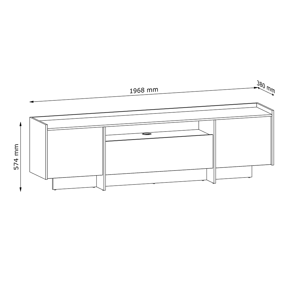 TV stolek JAPANDI RTV | 197 cm | dub cremona | otevírání PUSH-OPEN