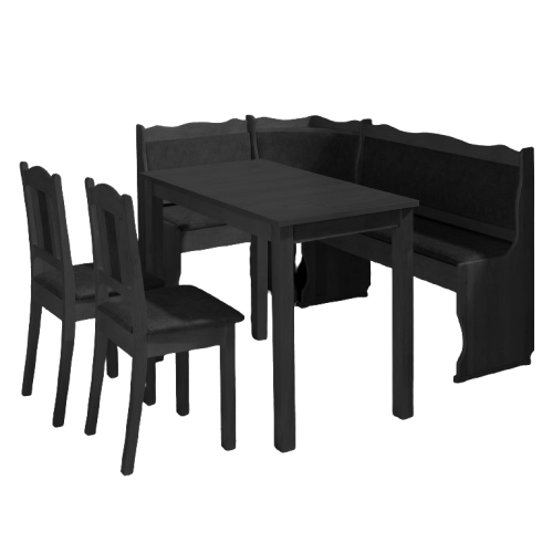 Jídelní set MANI | nerozkládací stůl 100x60 cm + 2x židle + jídelní lavice | černá/černá tkanina