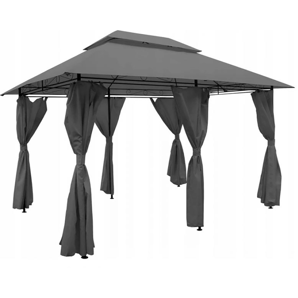 Zahradní altán přístřešek GORY | 3x4 m | obdélníkový | SE ZÁVĚSY a MOSKYTIÉROU | šedá antracit