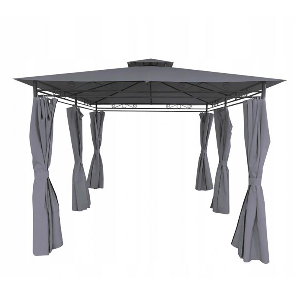 Zahradní altán přístřešek GORY | 3x4 m | obdélníkový | SE ZÁVĚSY a MOSKYTIÉROU | šedá antracit