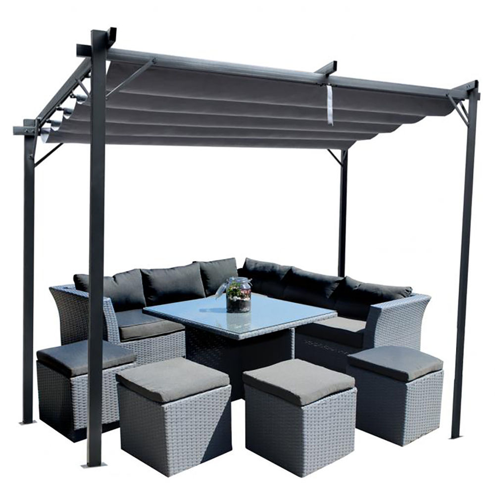 Zahradní pergola přístřešek SUNNY II | 3x3 m | čtvercová | šedá