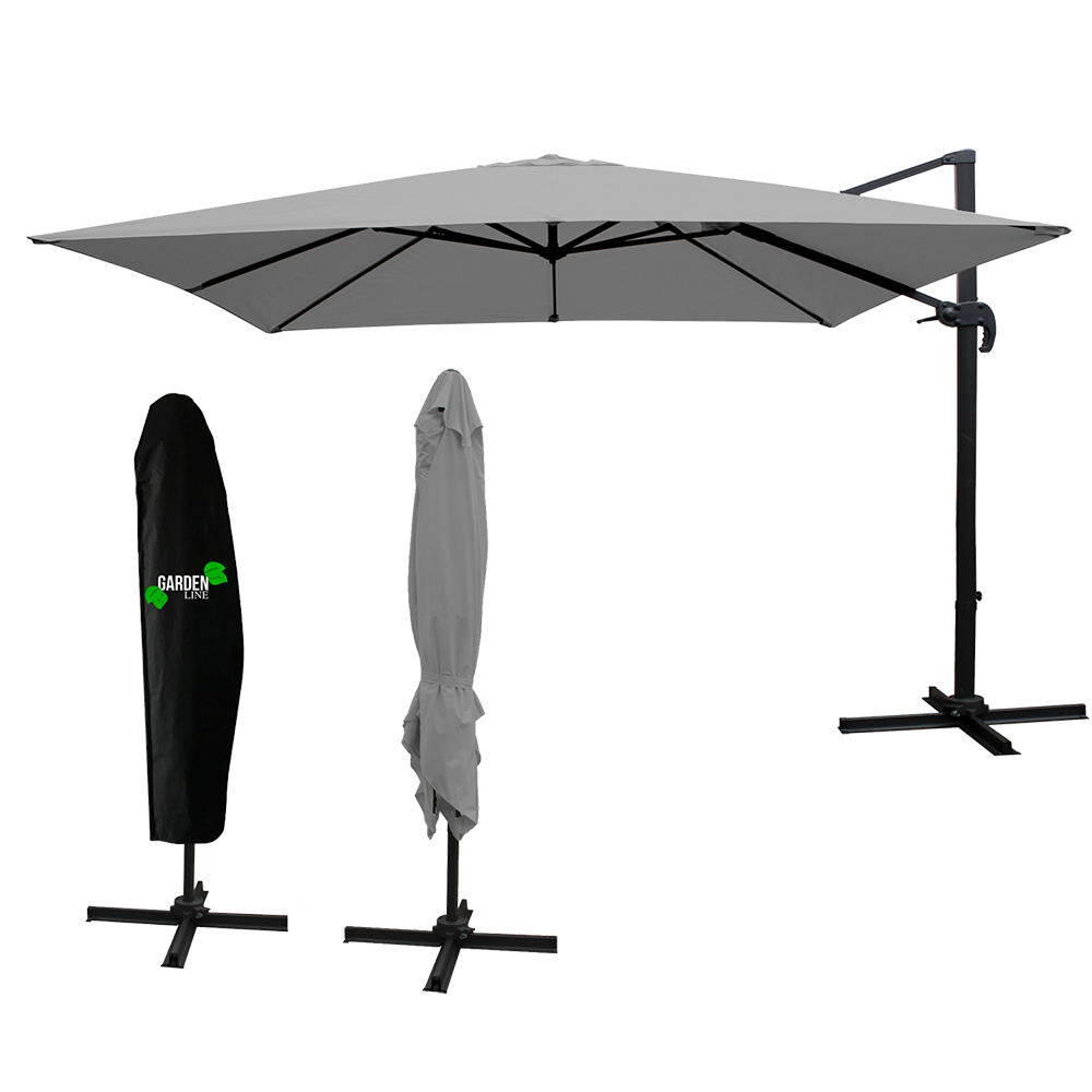 Zahradní deštník slunečník PASOL | 3x4 m | obdélníkový | šedá | GAO5415
