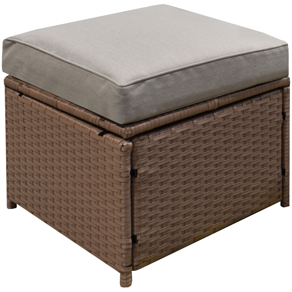 Zahradní sestava k sezení BOB II | rohová sedačka + 2 taburety + stolek | umělý ratan | krémová/hněd | ABI8205