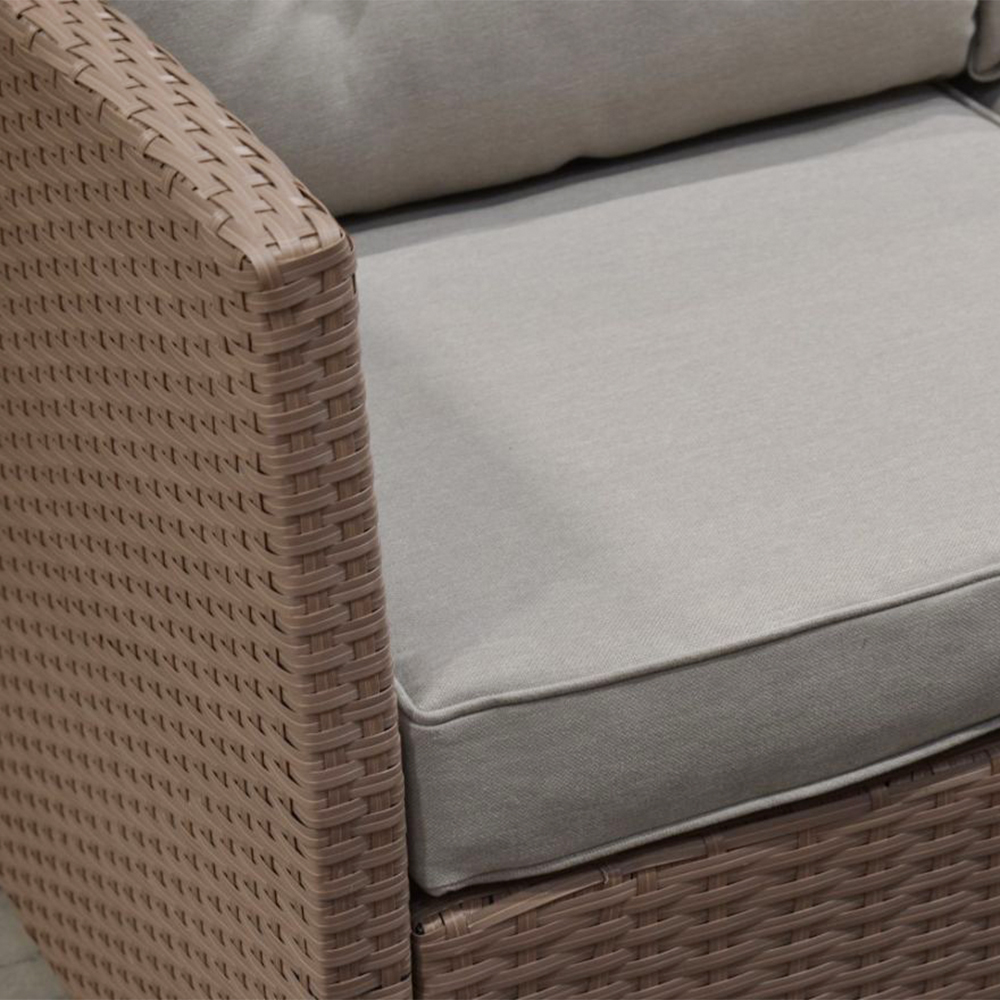 Zahradní sestava k sezení BOB II | rohová sedačka + 2 taburety + stolek | umělý ratan | krémová/hněd | ABI8205