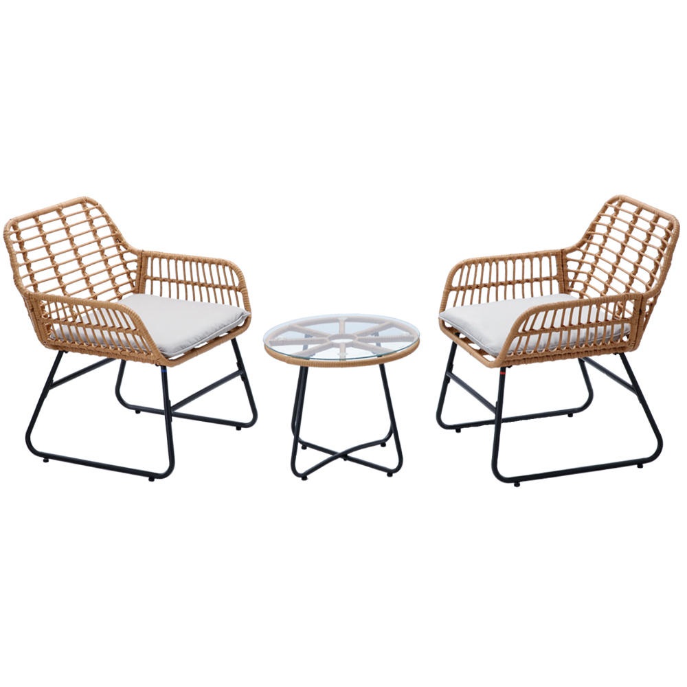 Zahradní sestava k sezení GOBI III | stůl + 2 židle křesílka | šedá/hnědá | ABI3408