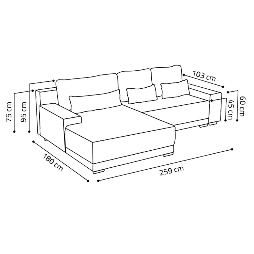 Sedací souprava LACOSTA | 259x180 cm | rozkládací + úložný prostor | VÝBĚR TKANIN