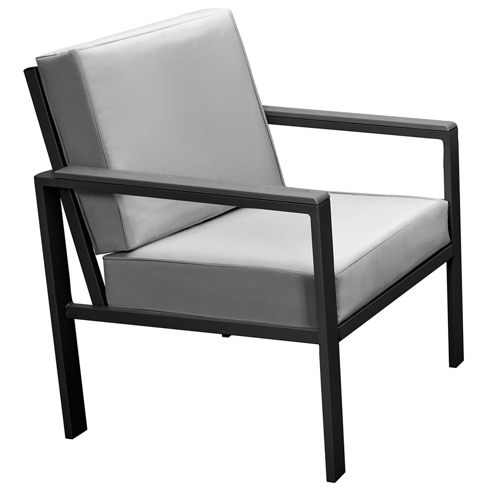 Zahradní sestava k sezení WENECJA | stolek + pohovka + 2x křeslo | černá/šedá