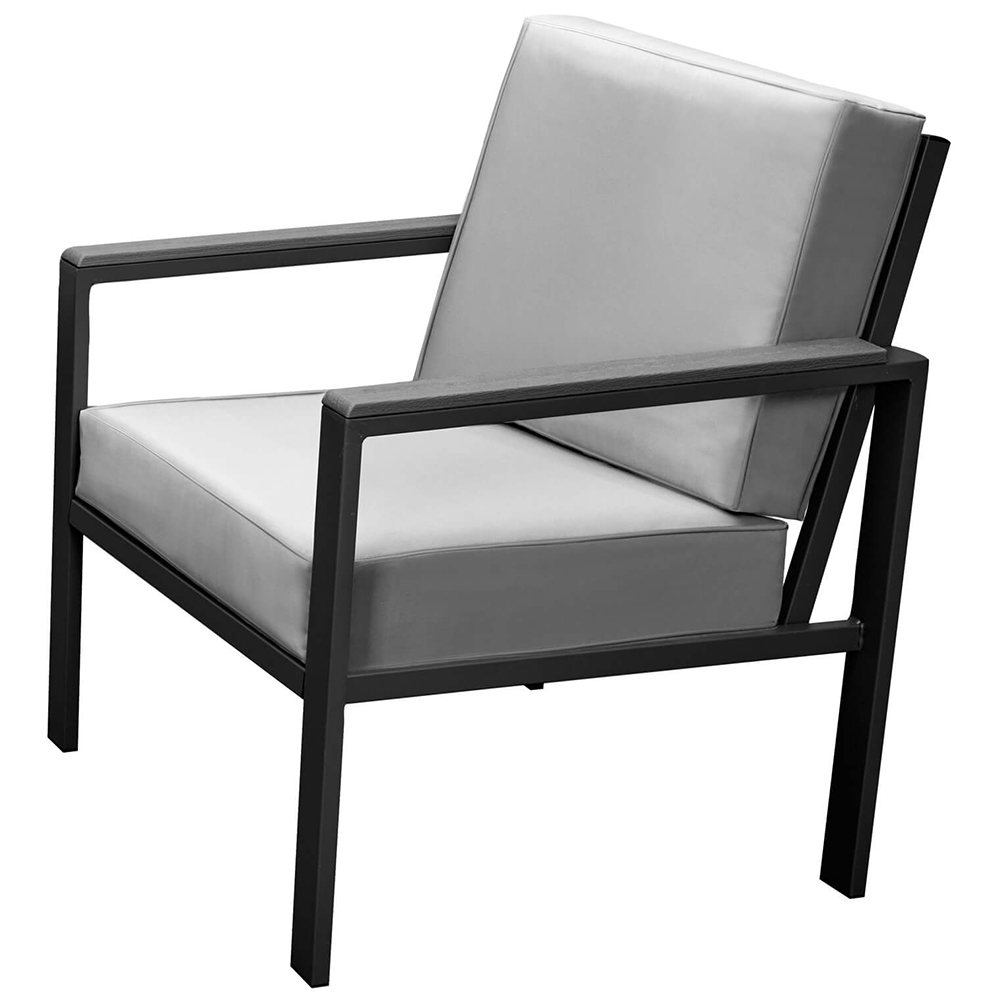 Zahradní sestava k sezení WENECJA | stolek + pohovka + 2x křeslo | černá/šedá