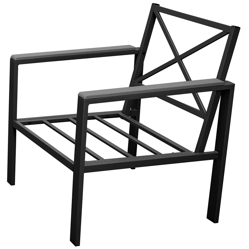 Zahradní sestava k sezení WENECJA | stolek + pohovka + 2x křeslo | černá/šedá