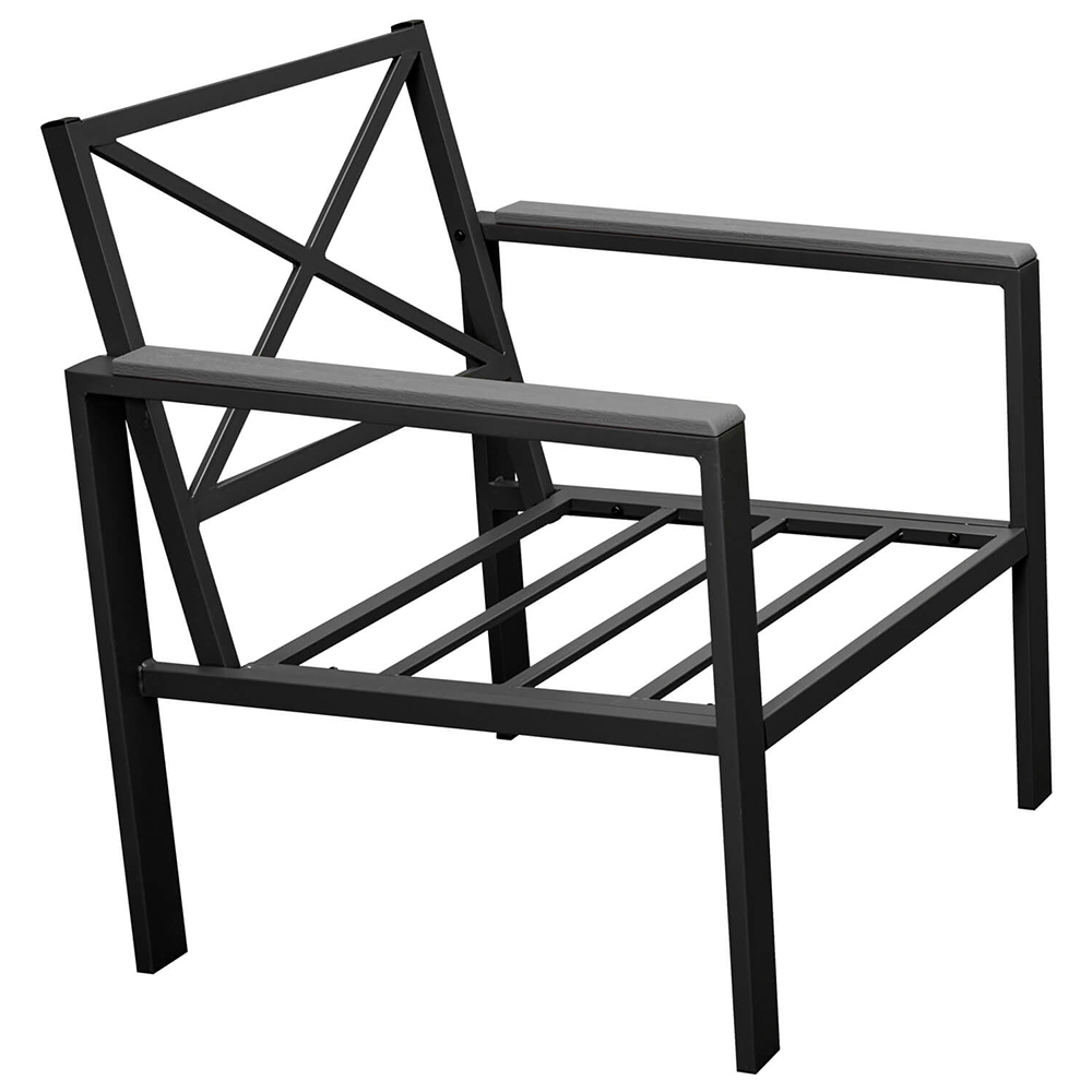 Zahradní sestava k sezení WENECJA | stolek + pohovka + 2x křeslo | černá/šedá