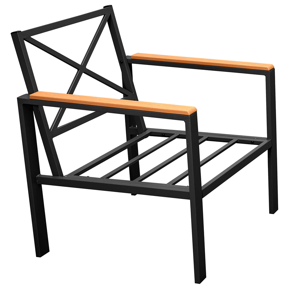 Zahradní sestava k sezení FLORENCJA | stolek + pohovka + 2x křeslo | černá/šedá/hnědá