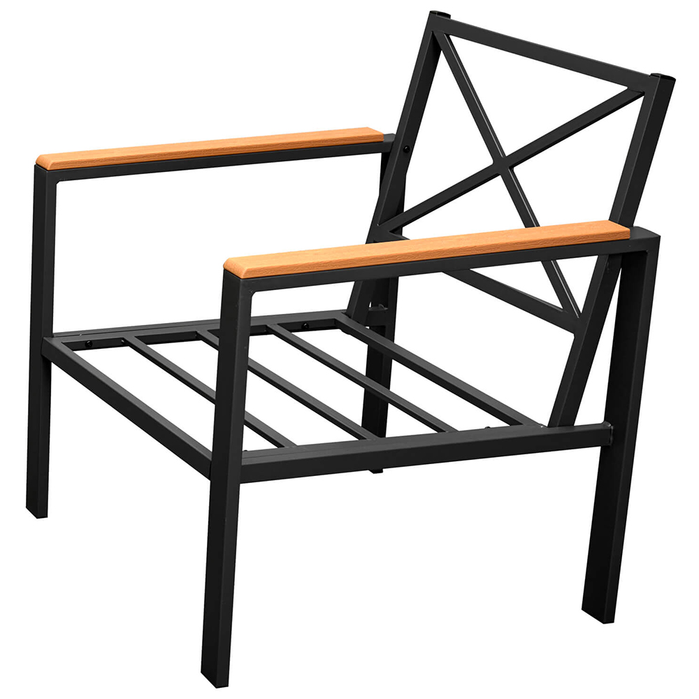 Zahradní sestava k sezení FLORENCJA | stolek + pohovka + 2x křeslo | černá/šedá/hnědá