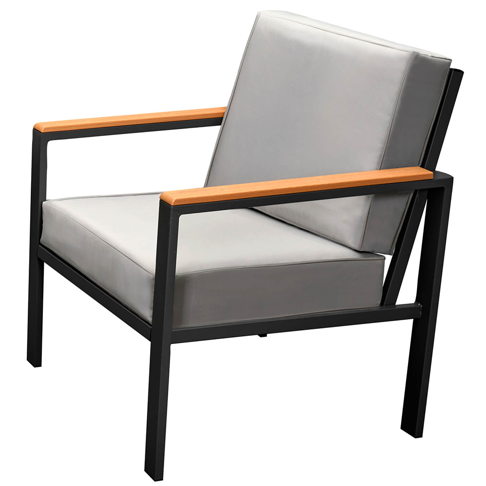 Zahradní sestava k sezení FLORENCJA | stolek + pohovka + 2x křeslo | černá/šedá/hnědá