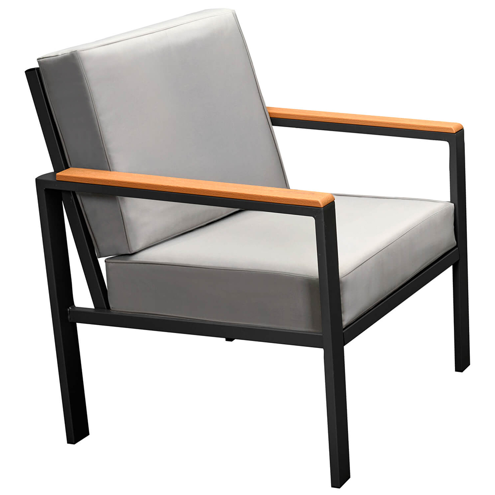 Zahradní sestava k sezení FLORENCJA | stolek + pohovka + 2x křeslo | černá/šedá/hnědá